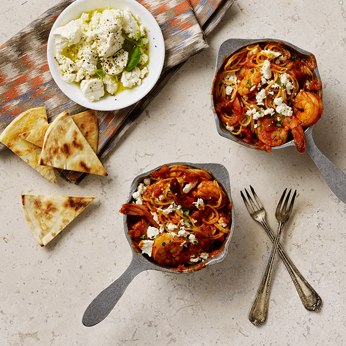 Pasta with Shrimp & Feta