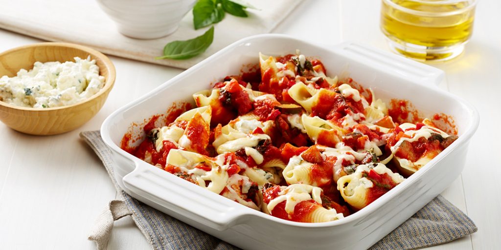 Stuffed Shells with Vegetable Bolognese Sauce