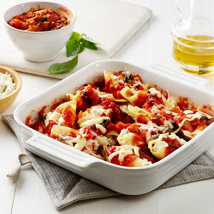 Stuffed Shells with Vegetable Bolognese Sauce