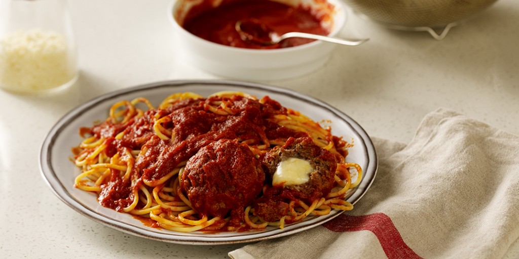 Spaghetti with Stuffed Meatballs