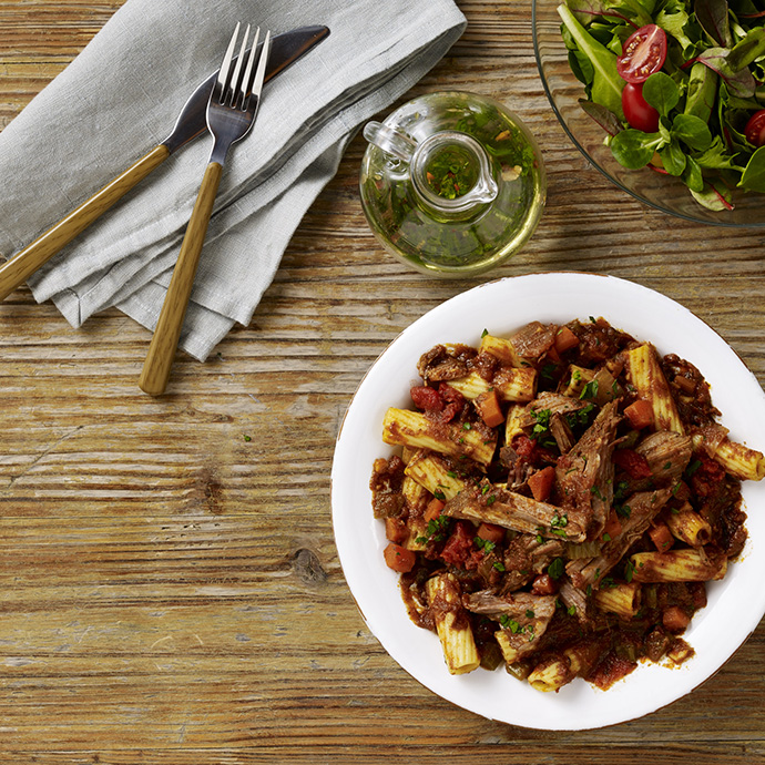 Slow Cooker Beef with Rigatoni