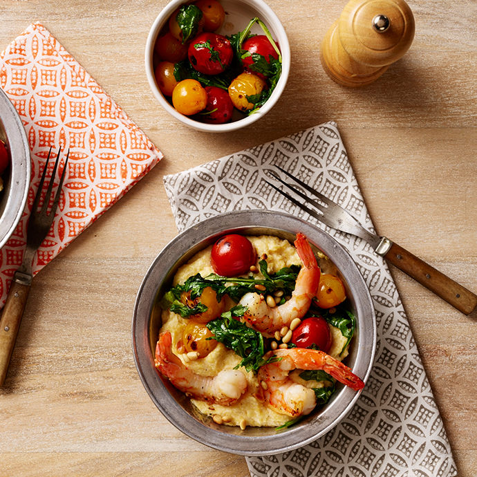 Roasted Shrimp and Tomatoes With Roasted Garlic Parmesan