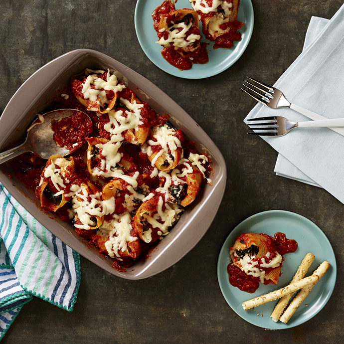 Stuffed Shells with Hearty Greens