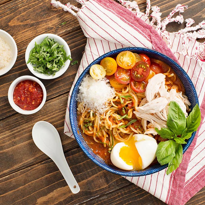 Hearty Italian-Style Ramen with Rich Tomato Broth